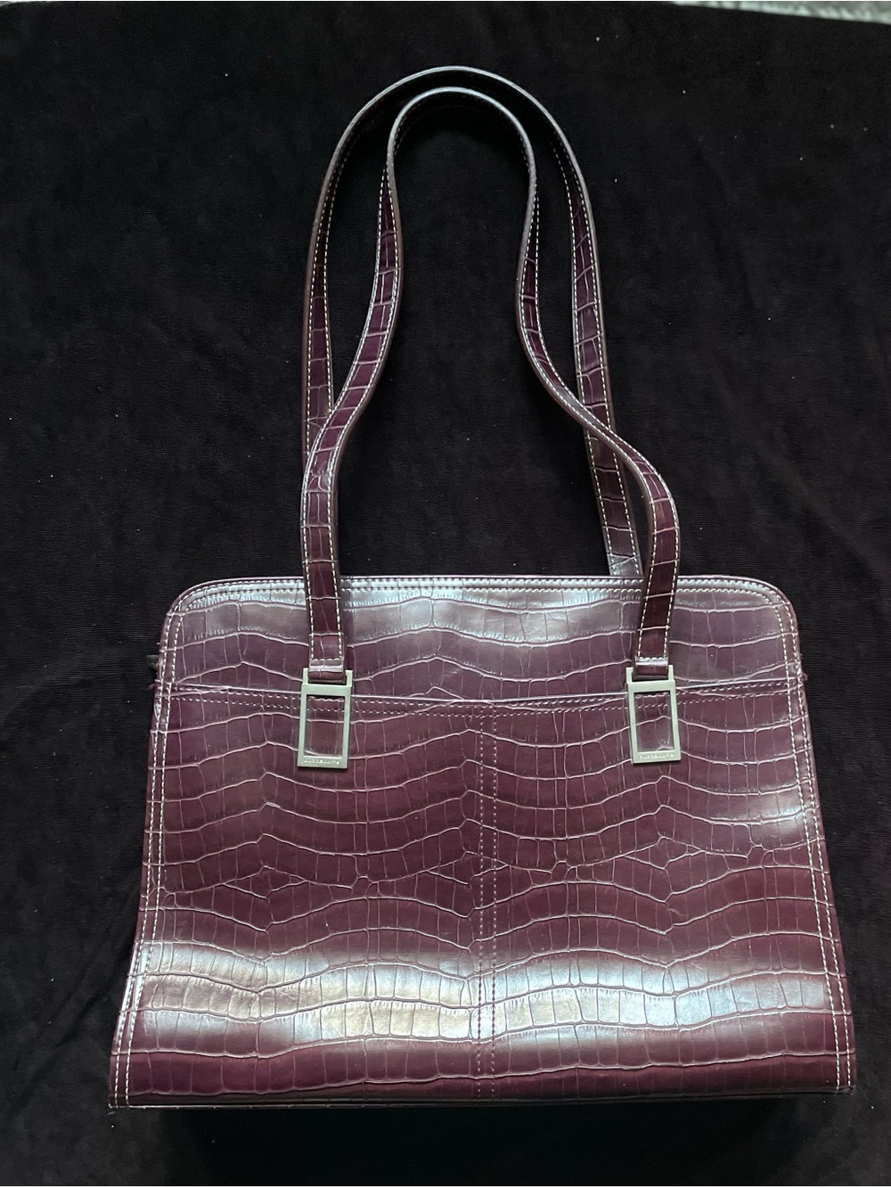 Liz Claiborne Croc-Embossed Shoulder Bag in Plum